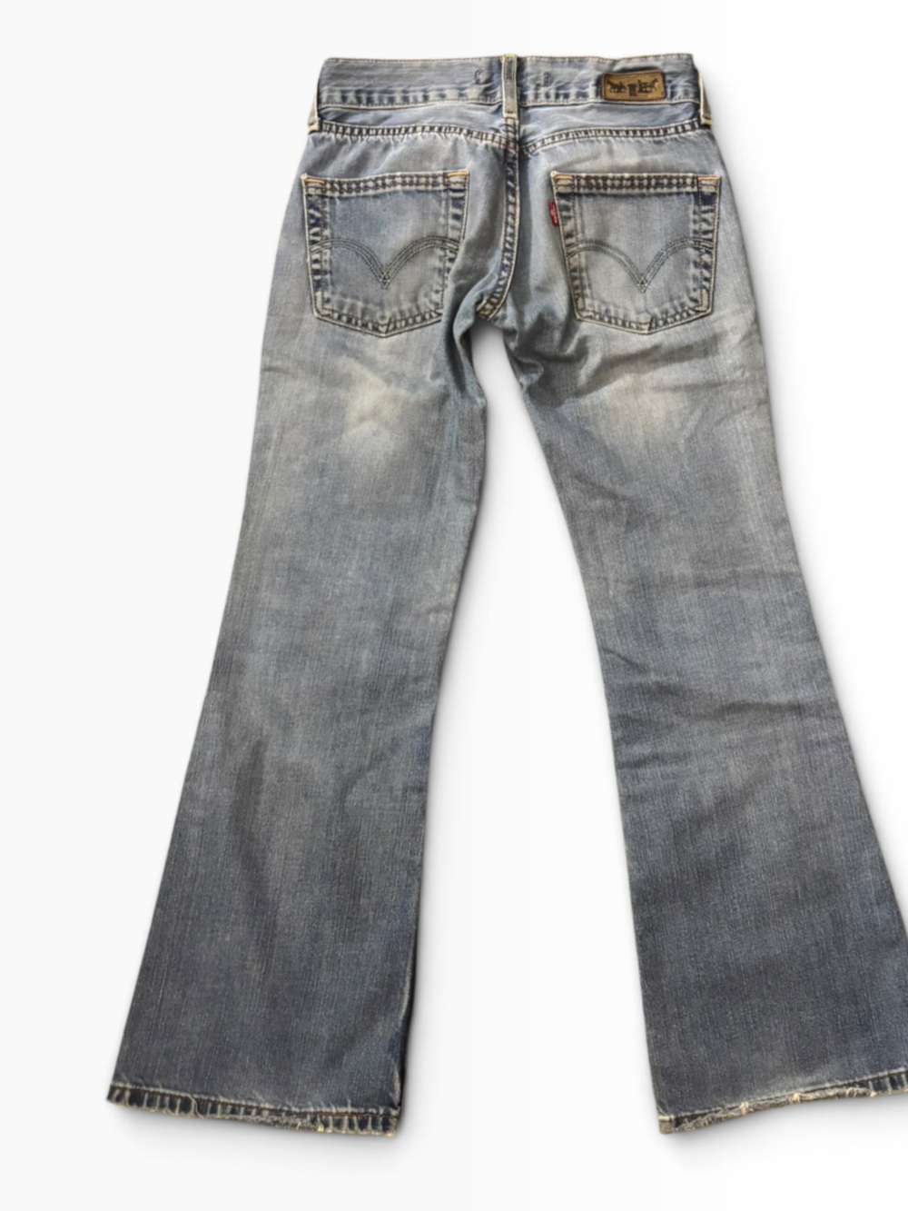 Levi's Marissa Light Blue Square Cut Bootcut Jeans with Knee Patch Details